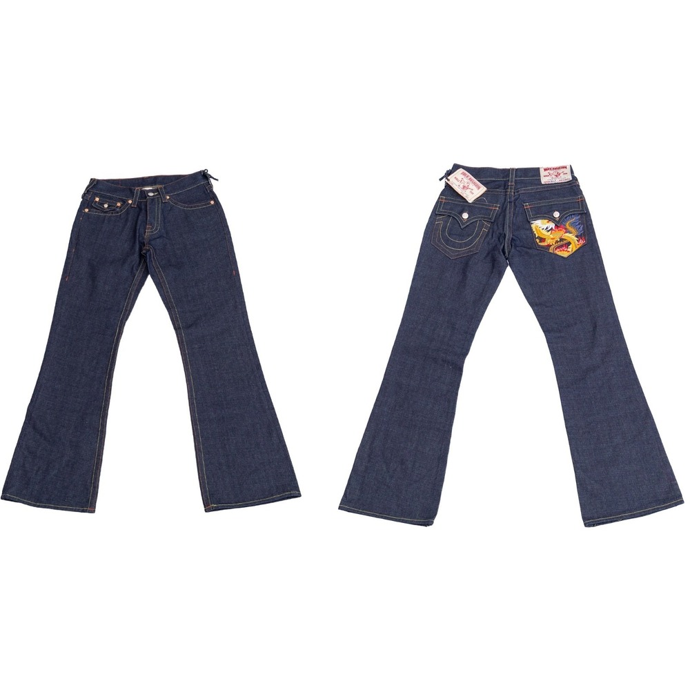 True Religion Billy Jeans USA Dark Wash Bootcut Dragon Embroidered‎ Denim 32x34